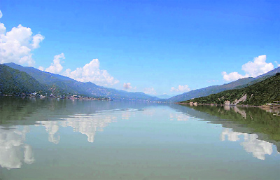 A view of the Tehri Dam lake. 