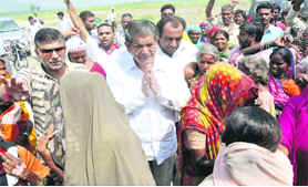 Union Minister and MP Harish Rawat meets flood-hit people in Haridwar on Monday.