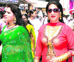 Eunuchs hold a procession in Hisar on Monday as part of their ongoing convention.