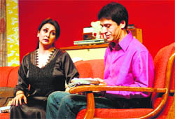 Poonam Dhillon performs in the play The Perfect Wife at Tagore Theatre, Sector 18, Chandigarh, on Tuesday.