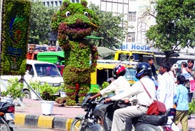 A green Shera ahead of the Commonwealth Games at Delhi Gate on Tuesday.