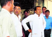 Kurukshetra MP Naveen Jindal at an industrial unit near Hisar on Tuesday.