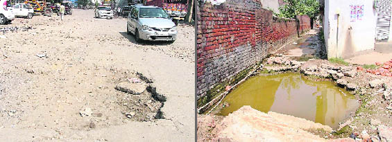 A view of the roads that are in deplorable condition in Miller Ganj.