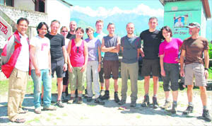 French trekkers at Munsiyari in Pitthoragarh district.