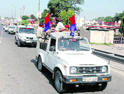 The police holds flag march in Patiala on Wednesday