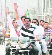 Members of the BJP protest during a bandh in Jammu on Thursday. 
