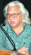 Film-maker Adoor Gopalakrishnan addresses a press conference  in Yamunanagar on Friday.