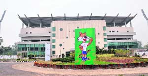 A view of the rugby stadium