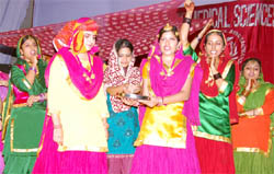 The students of the Adesh Institute performing during the Freshers party in Bathinda on Saturday