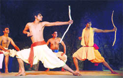 Artistes stage the play Mritunjaya in Chandigarh on Saturday. 