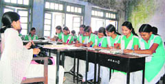 The fungus-infested walls of a classroom in Government Girls Inter College in Dehradun 