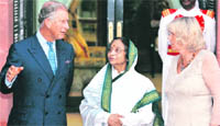 Prince Charles and Duchess of Cornwall Camilla Parker Bowles with President Pratibha Patil at Rashtrapati Bhawan in New Delhi
