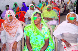 Patients at an eye relief camp organised by the Doon Sikh Welfare Society in Dehradun on Sunday