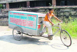 Sonu ferries a body to the civil hospital in Ludhiana on Sunday.