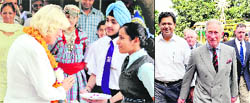 Duchess of Cornwall Camilla Parker Bowles interacts with students of St Stephens School; and Prince Charles heads towards the Punjab Energy Development Agency (PEDA) office in Sector 33, Chandigarh, 