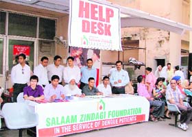 A helpdesk set up by an NGO to provide dengue patients with platelets at the DMCH, Ludhiana