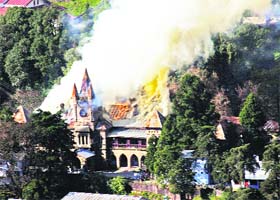 Nainital Collectorate building in flames on Tuesday morning
