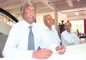 Dev Lahiri, Principal of Welham Boys School, addresses a press conference in Dehradun