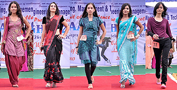 Students of CT Institute of Engineering and Management and Technology walk the ramp at a freshers party in Jalandhar.