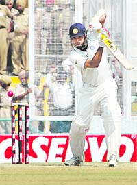 VVS Laxman plays a shot against Australia in Mohali