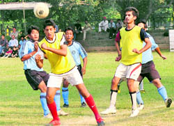 A football match in progress at Sector 17 in Chandigarh on Wednesday