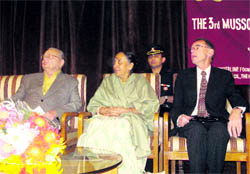 Uttarakhand Governor Margaret Alva and writer Ruskin Bond