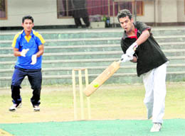 A match of the third Shri Rohitash Singh Memorial Inter-School Boys Super 8s Cricket Tournament being played at Heritage School in Dehradun on Wednesday