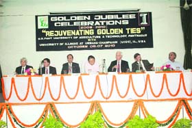 Participants at a function at the Gobind Ballabh Pant University of Agriculture and Technology at Pantnagar