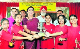 Welham Girls junior table tennis team that won the Inter-Council Schools Junior Table Tennis Tournament in Dehradun