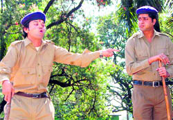 Volunteers of the Prayas Jagrukta Manch present a play in Dehradun on Thursday