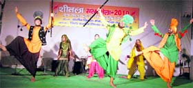 Artistes perform bhangra at a fair in Gurgaon.