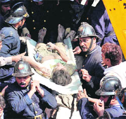 Rescue work in progress after the collapse of a building in Mumbai on Thursday