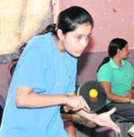 A match in progress at the Inter-Council Schools Senior Girls Table Tennis Tournament in Dehradun on Friday