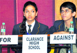 Participants at the Frank Anthony Memorial All-India Debate being held at St Josephs Academy in Dehradun on Friday