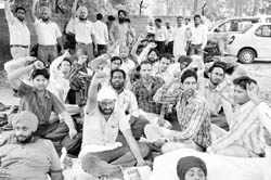 Government teachers hold a protest in Mohali