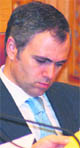 CM Omar Abdullah in a pensive mood in the Assembly on Saturday.