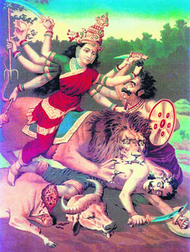 Raja Ravi Varma's painting, Ashtabhuja Devi, caused a furore when, in December 1911, the colonial British  government invoked the Indian Press Act and all prints of the painting were forfeited.