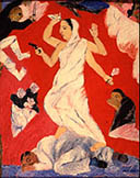 Arpita Singh caused eyebrows to be raised when she presented Durga in a widow's garbs, holding a gun