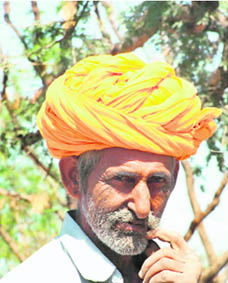 A local wearing a colourful turban 