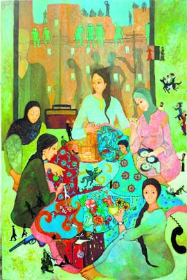 Baaraan Ijlal uses the genius of a storyteller to weave fantastic tales on canvas