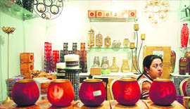 Decorative items on display at the exhibition at Hotel Taj 