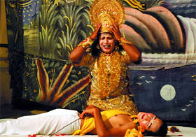 The death of Shravan Kumar being enacted at the Ramlila staged at Thermal Colony in Bathinda on Sunday night.
