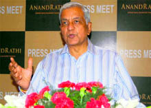 Anand Rathi, Chairman, Anand Rathi Group, addresses the media in Dehradun on Sunday