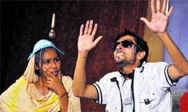Students perform in a play during the youth festival in Ludhiana on Sunday.
