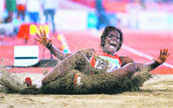 Canada's Alice Falaiye competes in the long jump final of the Track and Field competition. Alice leapt 6.50 metres to win long jump gold.