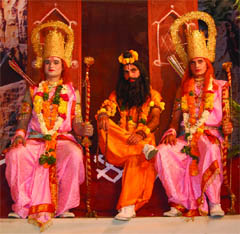 Actors perform at the Ramlila organised by the Nav Shri Dharmik Lila Committee at the Red Fort in New Delhi 
