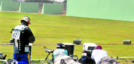 Shooters in action at the CRPF full-bore shooting range at Kadarpur in Gurgaon.