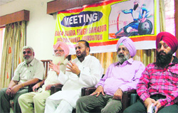 Members of the Baba Banda Singh Bahadur International Foundation at a meeting in Ludhiana.