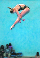 Melissa Wu of Australia competes in the women's 10m platform diving finals on Monday. Melissa Wu won silver.