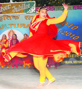 A student performs during a cultural meet at Navodaya Vidyalaya, Sector 25,Chandigarh, on Tuesday.